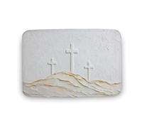 Jubonexis Tappeto da bagno con tre croci sulla collina, tappetino extra morbido in velluto di corallo, rapido assorbimento d'acqua, antiscivolo, comodo tappeto da bagno, 50 x 80 cm