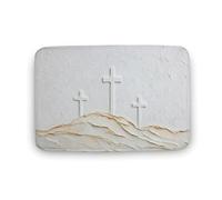 Jubonexis Tappeto da bagno con tre croci sulla collina, tappetino extra morbido in velluto di corallo, rapido assorbimento d'acqua, antiscivolo, comodo tappeto da bagno, 40 x 60 cm