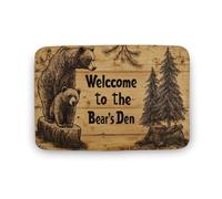 Jubonexis Tappeto da bagno in legno con scritta in inglese "Two Bears Pine Trees", tappetino extra morbido in velluto di corallo, rapido assorbimento d'acqua, antiscivolo, comodo tappeto da bagno, 40