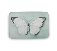Jubonexis Tappeto da bagno vintage bianco su sfondo verde, extra morbido, in velluto di corallo, rapido assorbimento d'acqua, antiscivolo, comodo, 50 x 80 cm