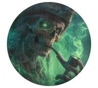 Jubonexis Tappeto rotondo con motivo pirata scheletrico con occhio luminoso, rotondo, moderno, antiscivolo, 90 cm