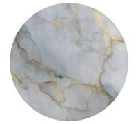 Jubonexis Tappeto rotondo con venature in lamina d'oro, motivo marmo bianco, rotondo, moderno, antiscivolo, 90 cm