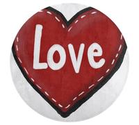 Jubonexis Tappeto rotondo grande con cuore rosso e scritta "Love", moderno, antiscivolo, circolare, 90 cm