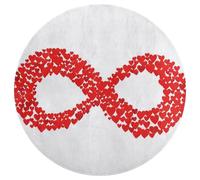 Jubonexis Tappeto rotondo grande con cuori rossi e simbolo dell'infinito, moderno, antiscivolo, 90 cm
