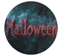 Jubonexis Tappeto rotondo grande con testo di Halloween rosso fuoco, tappeto rotondo moderno antiscivolo tappeto circolare 90 cm