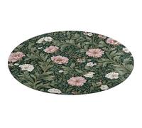 Jubonexis Tappeto rotondo rotondo con fiori rosa vintage verde bianco moderno antiscivolo 90 cm