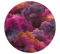 Jubonexis Tappeto rotondo rotondo con nuvole rosse e rosa, tappeto moderno antiscivolo, 90 cm