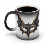 Jubonexis Tazza da caffè in ceramica cambia colore con maschera di pipistrello in stile cartone animato, tazza da caffè divertente da 325 ml