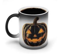 Jubonexis Tazza da caffè in ceramica cambia colore con zucca nera, stile vintage, per Halloween, 325 ml