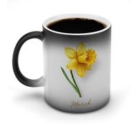 Jubonexis Tazza da caffè in ceramica cangiante con motivo floreale di narciso ad acquerello, cambia colore, 325 ml