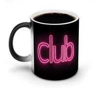 Jubonexis Tazza da caffè in ceramica cangiante con segno rosa al neon, cambia colore, tazza da caffè divertente da 325 ml
