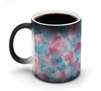 Jubonexis Tazza da caffè in ceramica che cambia colore con frammenti di cristallo pastello, tazza da caffè divertente da 325 ml