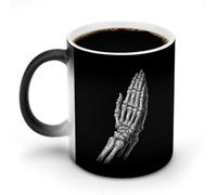 Jubonexis Tazza da caffè in ceramica che cambia colore con il gesto della mano con scheletro e ossa che cambiano colore, tazza da caffè divertente da 325 ml