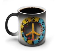 Jubonexis Tazza da caffè in ceramica che cambia colore con segno della pace, tazza da caffè divertente da 325 ml