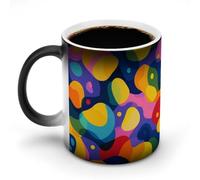 Jubonexis Tazza da caffè in ceramica colorata con motivo astratto che cambia colore, cambia calore, tazza da caffè divertente da 325 ml