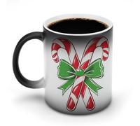 Jubonexis Tazza da caffè in ceramica con due canne di zucchero incrociate, cambia colore, cambia colore, tazza da caffè divertente da 325 ml