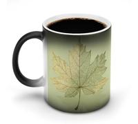 Jubonexis Tazza da caffè in ceramica con foglia d'acero su verde chiaro che cambia colore, tazza da caffè divertente da 325 ml