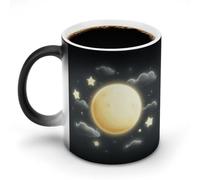 Jubonexis Tazza da caffè in ceramica con luna luminosa che cambia colore, cambia calore, tazza da caffè divertente da 325 ml