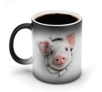 Jubonexis Tazza da caffè in ceramica con maiale che sbircia fuori da un buco che cambia colore, cambia colore, tazza da caffè divertente da 325 ml