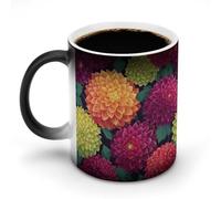 Jubonexis Tazza da caffè in ceramica con motivo astratto colorato con dalia, cambia colore, 325 ml