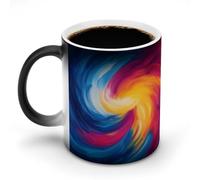 Jubonexis Tazza da caffè in ceramica con motivo astratto dinamico e multicolore con nuvole che cambiano colore, 325 ml
