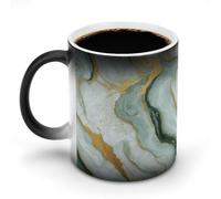 Jubonexis Tazza da caffè in ceramica con motivo astratto verde chiaro che cambia colore, cambia colore, tazza da caffè divertente da 325 ml