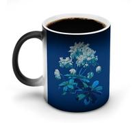 Jubonexis Tazza da caffè in ceramica con motivo floreale astratto che cambia colore, cambia calore, tazza da tè e acqua, 325 ml