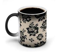 Jubonexis Tazza da caffè in ceramica con motivo floreale astratto che cambia colore, cambia colore, tazza da caffè divertente da 325 ml