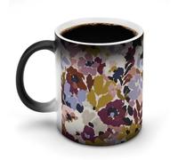 Jubonexis Tazza da caffè in ceramica con motivo floreale astratto che cambia colore, cambia colore, tazza da caffè divertente da 325 ml