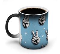 Jubonexis Tazza da caffè in ceramica con simbolo di pace che cambia colore, cambia colore, tazza da caffè divertente da 325 ml