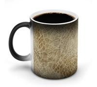 Jubonexis Tazza da caffè in ceramica con stampa di coccodrillo e sci astratto, cambia colore, 325 ml