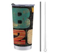 Jubonexis Tazza da viaggio vintage Bye 2025 da 590 ml, in acciaio inox, isolata sottovuoto, con coperchio con cannuccia e spazzola per la pulizia