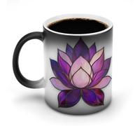Jubonexis Tazza in ceramica cambia colore con fiore di loto, colore magenta viola, tazza da caffè in ceramica, divertente tazza da tè e acqua, 325 ml