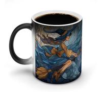 Jubonexis Tazza in vetro colorato nero giovane bella strega cambia colore tazza di caffè in ceramica cambia calore novità divertente tè acqua tazza 325 ml