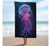 Jubonexis Telo mare con meduse di mare profondo, in microfibra, senza sabbia, grande, multiuso, assorbente, per bagno e piscina, 130 x 80 cm