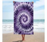 Jubonexis Telo mare grigio bianco e viola tie-dye in microfibra senza sabbia, grandi asciugamani da doccia multiuso assorbente per bagno piscina 130 x 80 cm