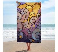 Jubonexis Telo mare in vetro colorato Boho giallo sole nuvola telo mare in microfibra senza sabbia grandi asciugamani da doccia multiuso assorbente per bagno piscina 130 x 80 cm