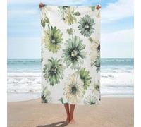 Jubonexis Telo mare verde e bianco margherita fiori telo mare in microfibra senza sabbia grandi asciugamani doccia multiuso assorbente per bagno piscina 130 x 80 cm