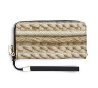 Jubonexis Texture of Woven Beige PU Leather Clutch Long Bifold Portafoglio, Portamonete Porta Credito Pass Caso Durevole Porta Carte di Deposito per Donne Uomini