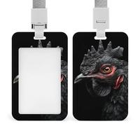 Jubonexis The Chicken Black Feather ID Badge Holder Clip retrattile Card Holder Card Protector Name Badge Name Tag per lavoro ufficio medico infermiera