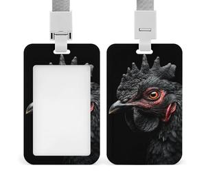 Jubonexis The Chicken Black Feather ID Badge Holder Clip retrattile Card Holder Card Protector Name Badge Name Tag per lavoro ufficio medico infermiera