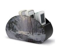 Jubonexis The Forest in Winter Snow - Porta telecomandi con 5 scomparti, in pelle, organizer da scrivania