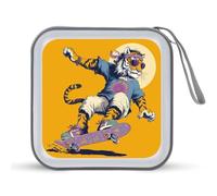 Jubonexis Tiger - Custodia portatile per CD e DVD, con fascia per skateboard, per auto, casa e viaggio