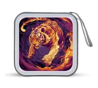Jubonexis Tiger Flames Leaping - Custodia portatile per CD e DVD, per auto, casa, viaggio