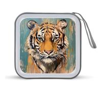 Jubonexis Tiger Head - Custodia vintage per CD e DVD, portatile, per auto, casa, viaggio