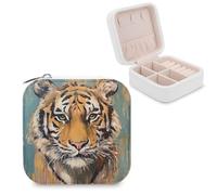 Jubonexis Tiger Head Vintage Piccolo Jewelry Box Organizzatore di Gioielli Portatile PU Cuoio Mini Viaggio Jewelry Case