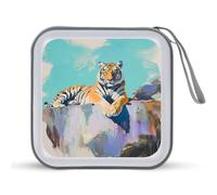 Jubonexis Tiger Laying on Cliff - Custodia per CD e DVD, portatile, per auto, casa, viaggio