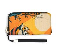 Jubonexis Tiger Lounging in The Sun, pochette lunga in pelle PU, portamonete, porta carte di credito, porta carte di credito e denaro per donne e uomini