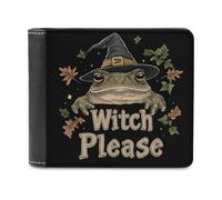Jubonexis Toad Wear Witch's Hat Witch Please - Portafoglio bifold in morbida pelle PU, portamonete, porta carte di credito, porta carte di credito, sottile, per uomini e donne