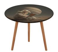 Jubonexis Tovaglia rotonda con capra che legge un libro sotto il pianeta, impermeabile, elastica, con angoli, per picnic, campeggio, sala da pranzo, 127 cm